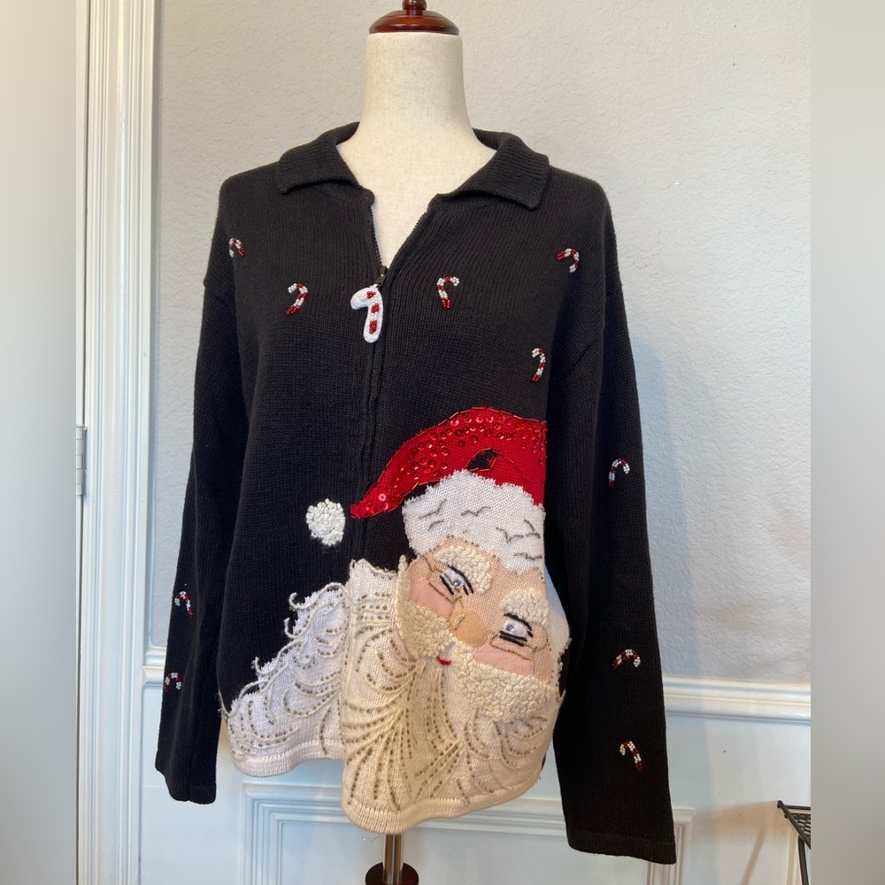Vintage Tiara International Christmas Sweater Santa Claus size Large